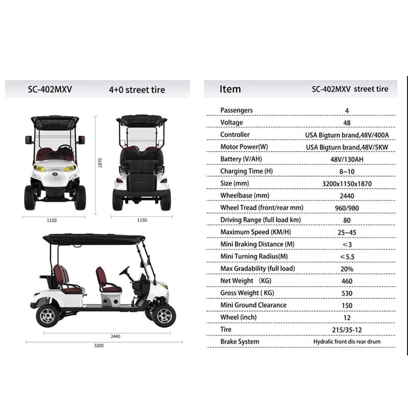Suncart SC-402MXV ECO 4+0 Street Lithium Battery Golf Cart