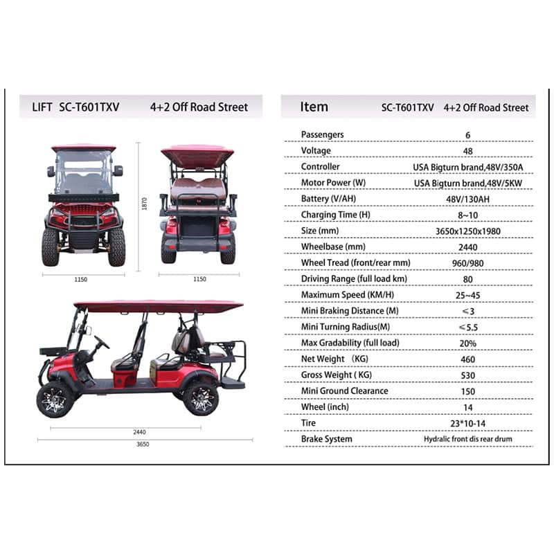 Suncart SC-T601MXV LIFT  4+2 Offroad Street Lithium Battery Golf Cart